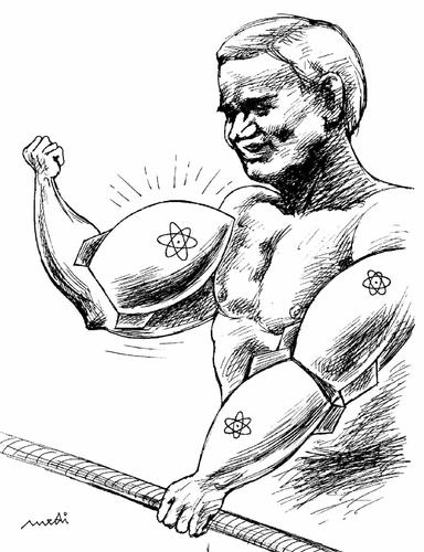 Cartoon: nuclear muscles (medium) by Medi Belortaja tagged ato,military,muscles,nuclear