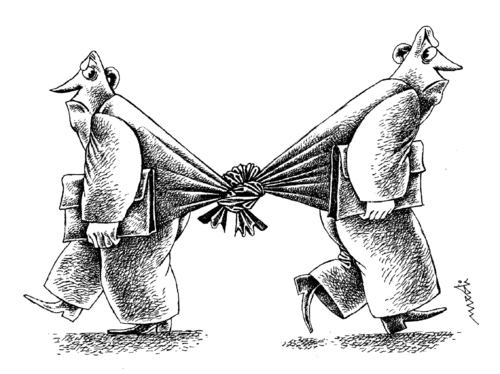 Cartoon: partners and angry (medium) by Medi Belortaja tagged junction,heads,men,hate,conflict,friendship,angry,partners