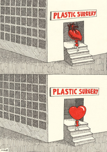 Cartoon: plastic surgery (medium) by Medi Belortaja tagged women,woman,love,hearts,surgery,plastic,beauty