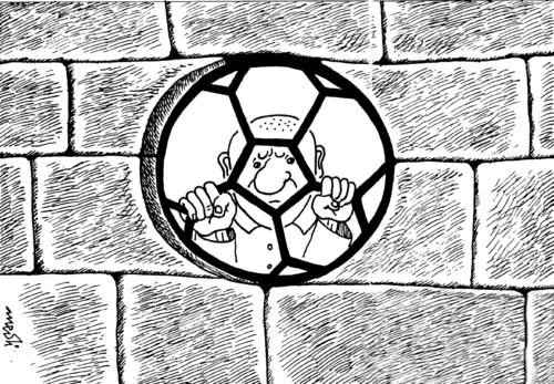 Cartoon: prison fan (medium) by Medi Belortaja tagged window,soccer,mug,fan,prisone,jail,prison,football