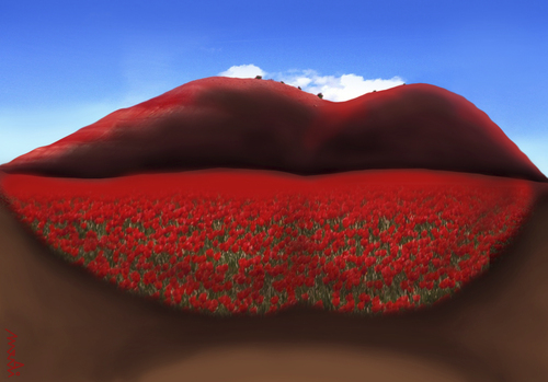 Cartoon: red flowers (medium) by Medi Belortaja tagged plant,lips,lip,flowers,red