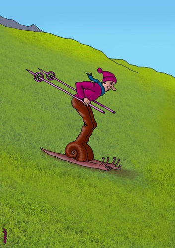 Cartoon: skiing (medium) by Medi Belortaja tagged snails,ski,skiing