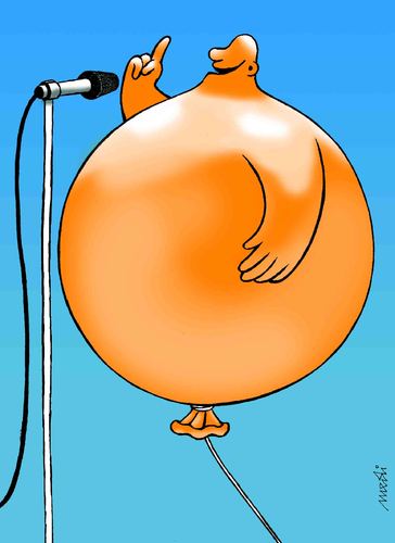 Cartoon: speach (medium) by Medi Belortaja tagged sham,politicians,ballon,speach