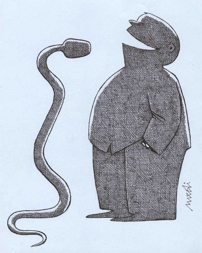 Cartoon: speech problems (medium) by Medi Belortaja tagged politician,speech,microphone,snake