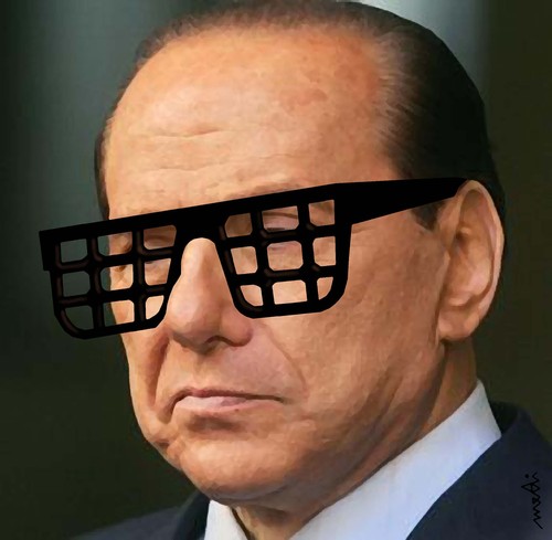 Cartoon: summer glasses (medium) by Medi Belortaja tagged summer,glasses,jail,prison,silvio,berlsusconi