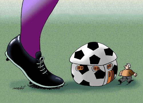 Cartoon: the house football ball (medium) by Medi Belortaja tagged ball,football,soccer,home,house