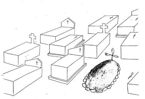 Cartoon: tomb of the hungry (medium) by Medi Belortaja tagged hunger,poverty,grave,tomb,hungry,spoon,fork