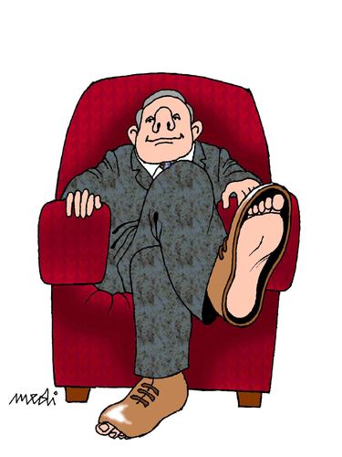 Cartoon: boss (medium) by Medi Belortaja tagged poverty,poor,chief,shoes,financial,crissis,economy