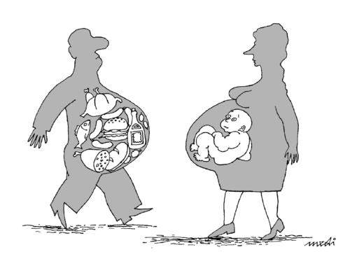Cartoon: contrast (medium) by Medi Belortaja tagged belly,food,baby,pregnancy,wife,husband