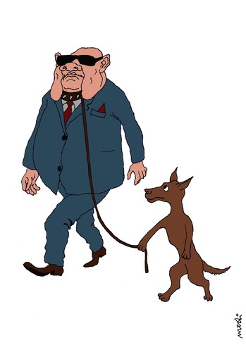 Cartoon: walking with boss (medium) by Medi Belortaja tagged animals,tour,fiendship,rich,man,boss,dog,walking