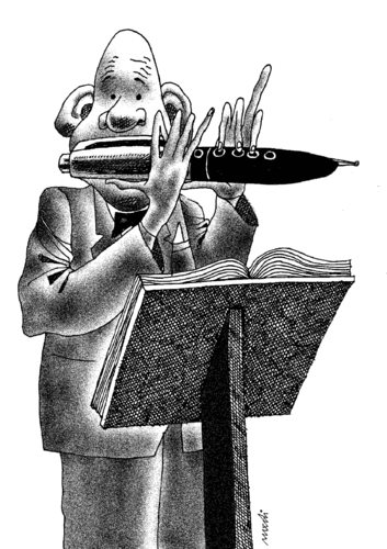 Cartoon: writer s flute (medium) by Medi Belortaja tagged writer,flute