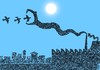 Cartoon: birds (small) by Medi Belortaja tagged birds,snake,pollution,environment,factory,smog