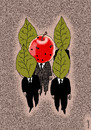 Cartoon: bodyguards and chief (small) by Medi Belortaja tagged bodyguards,gead,chief,apple,worms,leafes