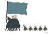Cartoon: forward (small) by Medi Belortaja tagged forward,flag,standard,bearer,elections,politics,politicins,leader,head,chief,chairman,people