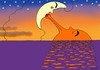 Cartoon: Good night ! (small) by Medi Belortaja tagged night moon sun love sunset man woman lovers