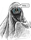 Cartoon: human rights (small) by Medi Belortaja tagged burka woman women help prison jail imprisoned human rights
