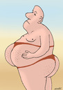 Cartoon: Abdominal strange (small) by Medi Belortaja tagged abdominal strange obesity obese beach man