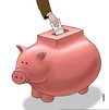Cartoon: pigs ballot box (small) by Medi Belortaja tagged pig,pigs,ballot,box,savings,elections,manipulation,corrupted,corruption,vote,politicians