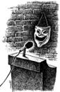 Cartoon: political speech (small) by Medi Belortaja tagged political,speech,mask
