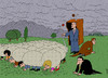 Cartoon: sheep and shepherd (small) by Medi Belortaja tagged sheep fold shepherd leader head chief people peoples