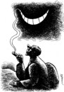 Cartoon: strange smile (small) by Medi Belortaja tagged strange,smile,smoke,drugs,death
