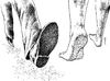 Cartoon: two different peoples (small) by Medi Belortaja tagged different peoples foot tracks shoe leg poverty
