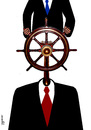 Cartoon: wheelman (small) by Medi Belortaja tagged wheelman,wheel,captain,command,ship,man,hierarchy,head,chief,servant