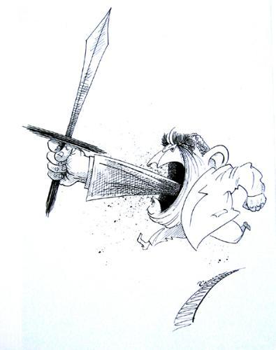 Cartoon: Crusader (medium) by Riemann tagged george,bush,religion,politik,vollidiot