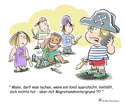 Cartoon: Darf man... (medium) by Riemann tagged pc,politically,correct,migration,migrationshintergrund,kinder,spielen,ausländer,andere,integration,humor,lachen,cartoon,george,riemann,pc,politically,correct,migration,migrationshintergrund,kinder,spielen,ausländer,andere,integration,humor,lachen,cartoon,george,riemann