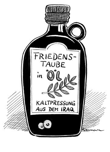 Cartoon: Friedenstaube (medium) by Riemann tagged öl,frieden,peace,iraq,war