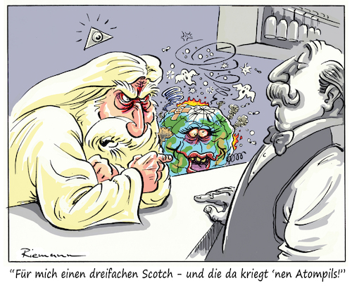 Cartoon: Krisenzeiten (medium) by Riemann tagged krise,welt,klima,erde,gott,beziehung,kriege,pandemien,zerstörung,menschheit,cartoon,george,riemann,krise,welt,klima,erde,gott,beziehung,kriege,pandemien,zerstörung,menschheit,cartoon,george,riemann