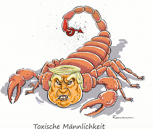 Cartoon: Toxisch (medium) by Riemann tagged trump,toxisch,männlichkeit,skorpion,giftig,agressiv,toxic,masculinity,cartoon,george,riemann,trump,toxisch,männlichkeit,skorpion,giftig,agressiv,toxic,masculinity,cartoon,george,riemann