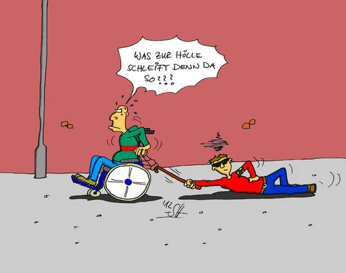 Cartoon: schleifen (medium) by SHolter tagged rollstuhl,schleifen