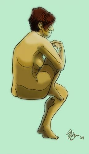 Cartoon: Ashley Seated (medium) by halltoons tagged nude,woman,figure,drawing