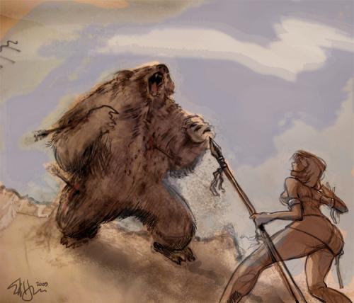Cartoon: Bear Attack! (medium) by halltoons tagged bear,bears,animals,grizzly