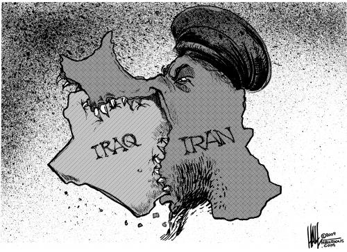 Cartoon: Feast (medium) by halltoons tagged iran,iraq,fundamentalism,war,sunni,shia