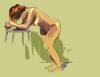 Cartoon: Model leans on stool (small) by halltoons tagged digital,figure,drawing,sketch,photoshop,woman,model,girl