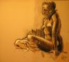 Cartoon: Seated model from below (small) by halltoons tagged figure drawing female woman nude