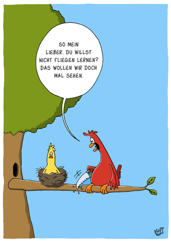 Cartoon: Fliegen (medium) by luftzone tagged thomas,luft,cartoon,lustig,fliegen,vögel,vogel,nest,baum,lernen,säge,ast,erziehung,thomas,luft,cartoon,lustig,fliegen,vögel,vogel,nest,baum,lernen,säge,ast,erziehung