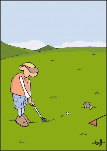 Cartoon: Golf (medium) by luftzone tagged golf,maulwurf,mole,,golf,golfer,einlochen,maulwurf,tier,unfall,gefahr,lebensraum