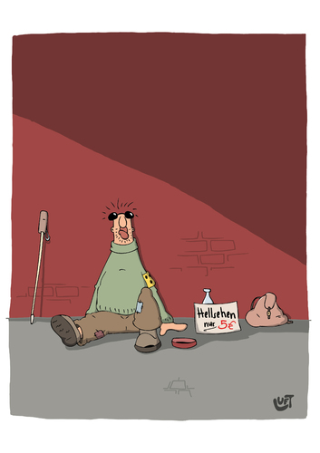 Cartoon: Hellsehen (medium) by luftzone tagged cartoonalarm,cartoon,thomas,luft,luftzone,humor,comic,spaß,lustig,freude,lachen,comedy,lacher,brüller,zeichnung,sprechblase,karikatur,hellsehen,vorhersagen,blinder,blind,straße,obdachlos,wand,rucksack,betteln,geld,euro,stock,blindenstock,penner,blindenstock,penner,betteln,obdachlos,hellsehen,arm,armut