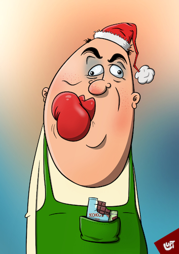 Cartoon: Kevin-Wichtel (medium) by luftzone tagged thomas,luft,karikatur,lustig,schokolade,wichtel,weihnachten,christmas,weihnachtsmannmütze,mütze,bommel,thomas,luft,karikatur,lustig,schokolade,wichtel,weihnachten,christmas,weihnachtsmannmütze,mütze,bommel