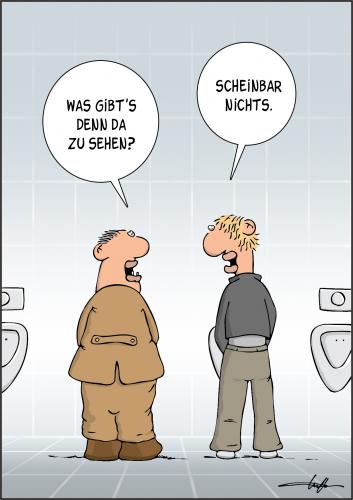 Cartoon: Nichts zu sehen (medium) by luftzone tagged klo,klosett,wc,urinal,cartoon,schauen,sehen,nichts,klein,,toilette,bad,badezimmer waschraum,klo,wc,pinkeln,urinieren,geschäft,mann,penis,geschlechtsteil,glied,größe,männlichkeit,konkurrenz,verhalten,vergleichen,potenz,sexualität