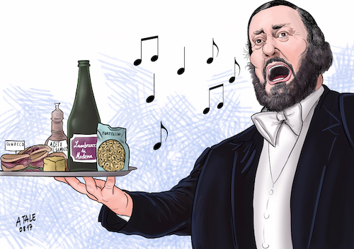 Cartoon: Belcanto und buon gusto (medium) by Ago tagged luciano,pavarotti,tenor,todestag,klassik,oper,arien,gesang,sänger,musik,leibesfülle,italien,modena,emilia,romagna,spezialitäten,gastronomie,karikatur,porträt,caricature,illustration,tale,agostino,natale,luciano,pavarotti,tenor,todestag,klassik,oper,arien,gesang,sänger,musik,leibesfülle,italien,modena,emilia,romagna,spezialitäten,gastronomie,karikatür,porträt,caricature,illustration,tale,agostino,natale