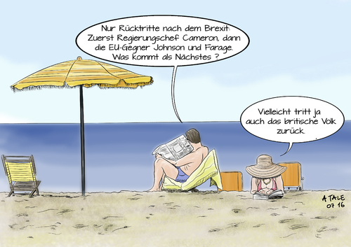 Cartoon: Brexit Rücktritte (medium) by Ago tagged brexit,großbritannien,england,london,eu,europa,referendum,abstimmung,austritt,rücktritte,david,cameron,tories,boris,johnson,nigel,farage,ukip,chaos,machtkämpfe,volk,zukunft,ungewissheit,unübersichtlich,rivalitäten,nachfolger,verhandlungen,strand,zeitung,paar,meer,small,talk,politik,cartoon,karikatur,tale,brexit,großbritannien,england,london,eu,europa,referendum,abstimmung,austritt,rücktritte,david,cameron,tories,boris,johnson,nigel,farage,ukip,chaos,machtkämpfe,volk,zukunft,ungewissheit,unübersichtlich,rivalitäten,nachfolger,verhandlungen,strand,zeitung,paar,meer,small,talk,politik,cartoon,karikatur,tale