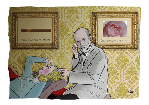 Cartoon: Dr. Freud und Mrs. Leid (medium) by Ago tagged sigmund,freud,psychologie,psyche,seele,psychoanalyse,traumdeutung,symbole,patientin,75,todestag,couch,sofa,stethoskop,bilder,zigarre,rose,untersuchung,therapie,sitzung,karikatur,illustration,sigmund,freud,psychologie,psyche,seele,psychoanalyse,traumdeutung,symbole,patientin,75,todestag,couch,sofa,stethoskop,bilder,zigarre,rose,untersuchung,therapie,sitzung,karikatur,illustration