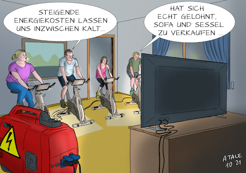 Cartoon: Energie-Selbstversorger (medium) by Ago tagged energie,kosten,preissteigerungen,benzin,gas,strom,heizung,inflation,wirtschaft,global,künstliche,verknappung,abhängigkeit,rohstoffländer,öl,erdgas,opec,russland,alternativen,verzicht,fossile,brennstoffe,selbstversorgung,familie,spinning,radfahren,heimtrainer,energieerzeugung,wärme,fernseher,politik,caricature,karikatur,cartoon,pressezeichnung,illustration,tale,agostino,natale,energie,kosten,preissteigerungen,benzin,gas,strom,heizung,inflation,wirtschaft,global,künstliche,verknappung,abhängigkeit,rohstoffländer,öl,erdgas,opec,russland,alternativen,verzicht,fossile,brennstoffe,selbstversorgung,familie,spinning,radfahren,heimtrainer,energieerzeugung,wärme,fernseher,politik,caricature,karikatur,cartoon,pressezeichnung,illustration,tale,agostino,natale