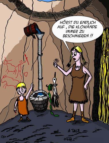 Cartoon: Kloparolen (medium) by Ago tagged kloparolen,prehistoric,steinzeit,age,stone,paintings,cave,höhlenmalerei