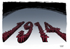Cartoon: 1914-2014 (small) by Ago tagged erster,weltkrieg,1914,100,jahre,beginn,gedenkjahr,2014,andenken,geschichte,kriegsopfer,tote,kreuze,soldatenfriedhöfe,politik,monarchie