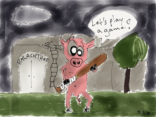 Cartoon: Lets play a game (medium) by Umsturzworte tagged veganismus,veganism,animalrights,tierschutz,ernährung,leben